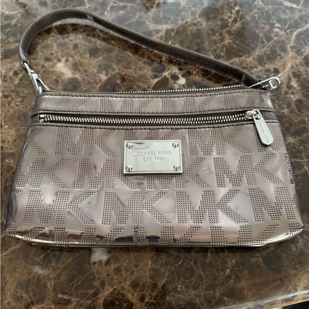 Michael Kors Collection Shimmering Silver Wristlet